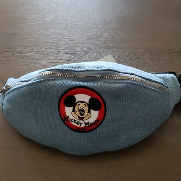 NWT Disney Mickey Mouse Logo Denim Fanny Pack